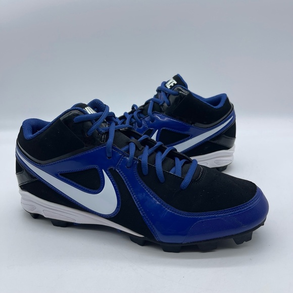 Nike Baseball Cleats Black Royal Blue White Men's Size 9.5 Molded 555968-014 - Picture 1 of 10